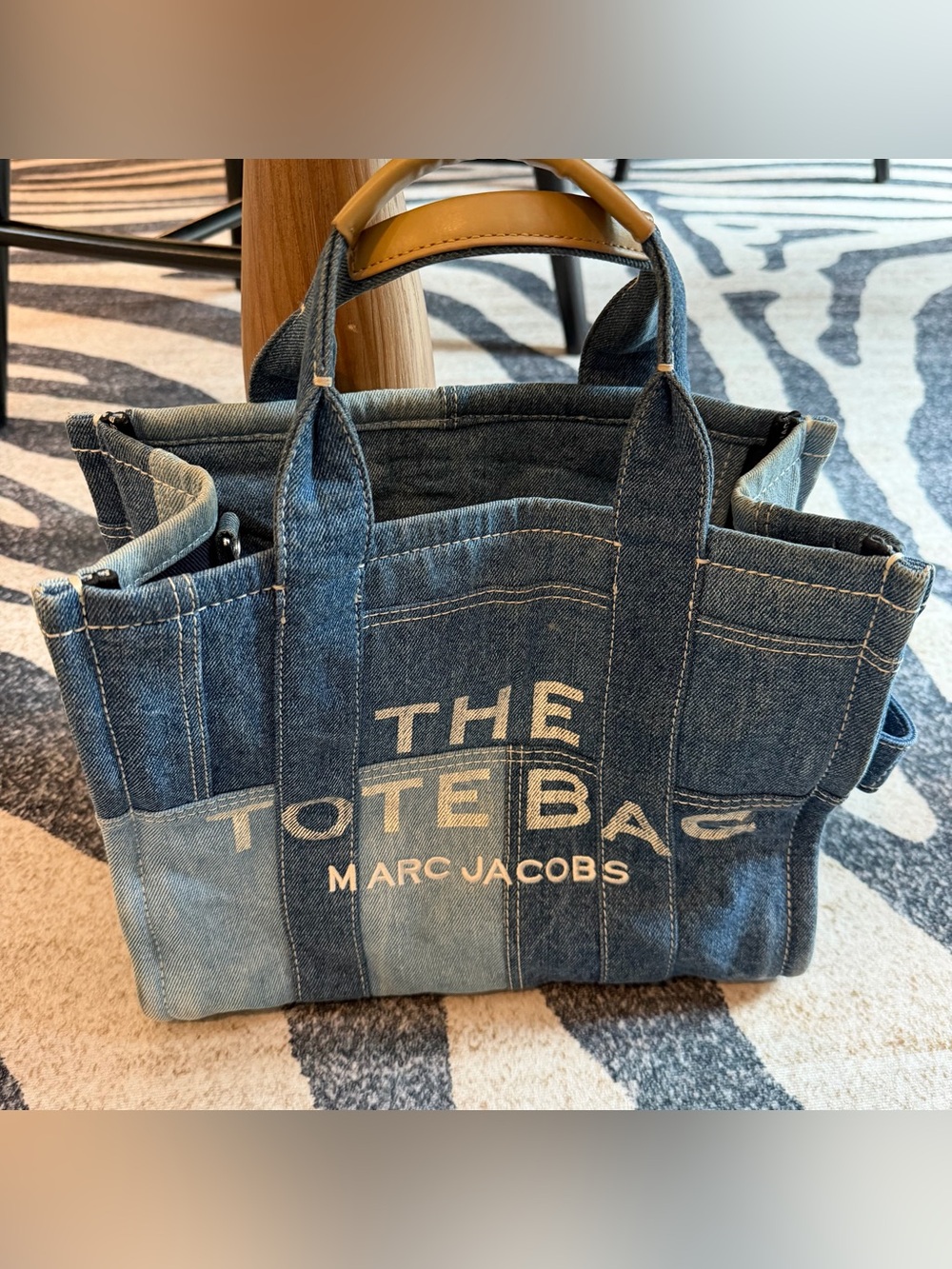 Marc Jacobs "The Tote Bag" Small Denim Patchwork Tote Bag